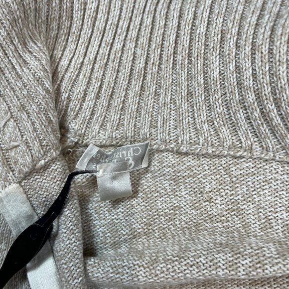 Christopher & Banks Sweater Womens Medium Oatmeal Turtleneck Full Double Zip - Picture 11 of 16